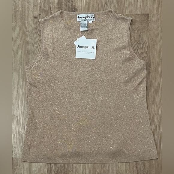 Vintage Y2K Joseph A. Tank Top‎ Crew Neck Silk Metallic Size L Honey Shimmer NWT - Picture 1 of 8